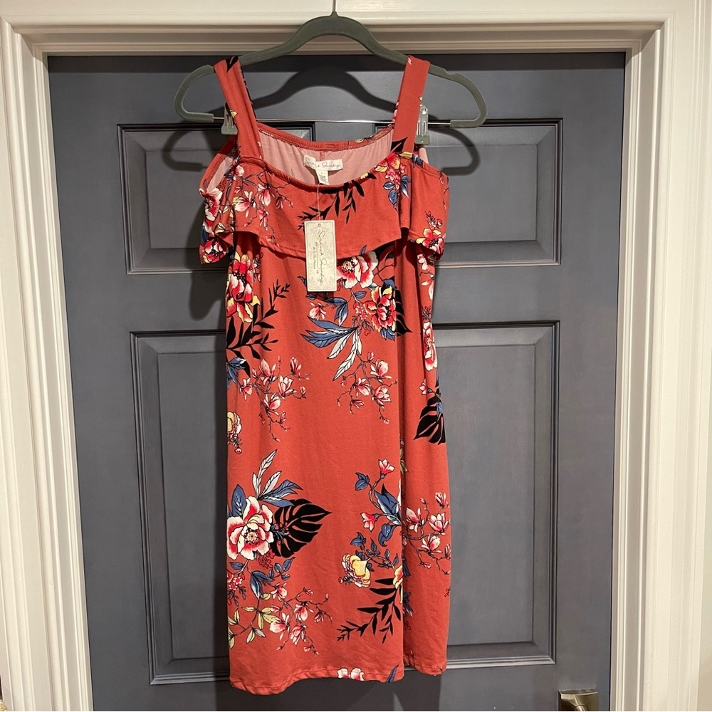French Laundry Floral Orange Dress Large NWT